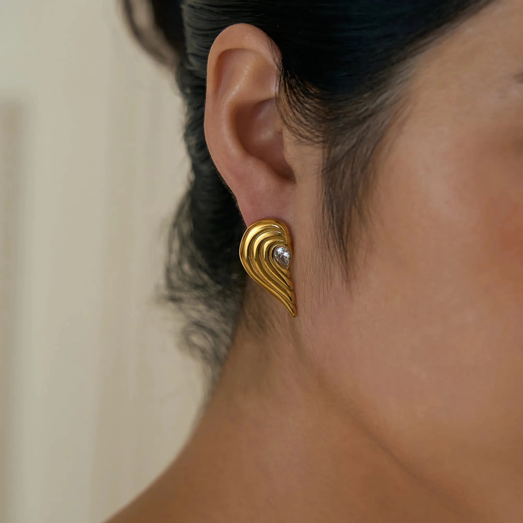 18K Gold Plated Half Heart Earrings