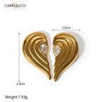 Carryallco Joyas De Acero Half Heart Earring-18K Gold Plated