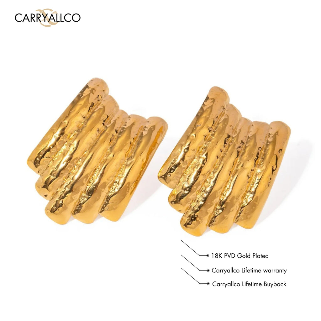 18K Gold Plated Hammered Texture Earrings