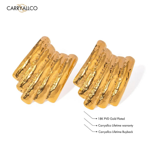 18K Gold Plated Hammered Texture Earrings