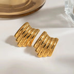 18K Gold Plated Hammered Texture Earrings