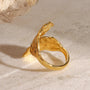 18K Gold Plated Leaf Shape Ring Carryallco