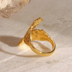 18K Gold Plated Leaf Shape Ring Carryallco