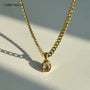 18K Gold Plated Oval Brilliant Cut Stone Pendant Necklace