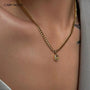18K Gold Plated Oval Brilliant Cut Stone Pendant Necklace