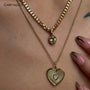 18K Gold Plated Oval Brilliant Cut Stone Pendant Necklace
