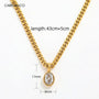 18K Gold Plated Oval Brilliant Cut Stone Pendant Necklace dimension