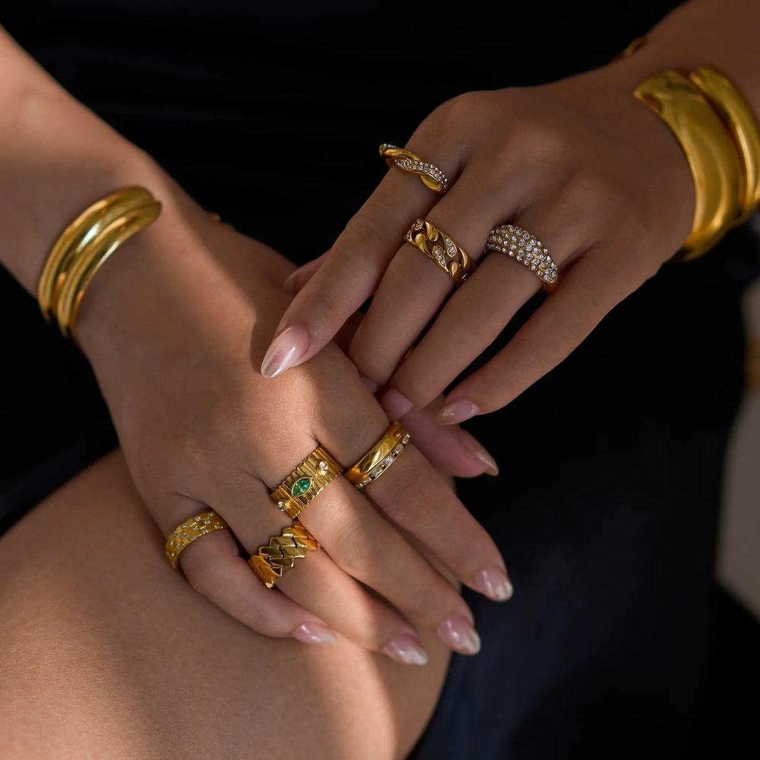 18K Gold Plated Personalized CZ Stone Ring Carryallco