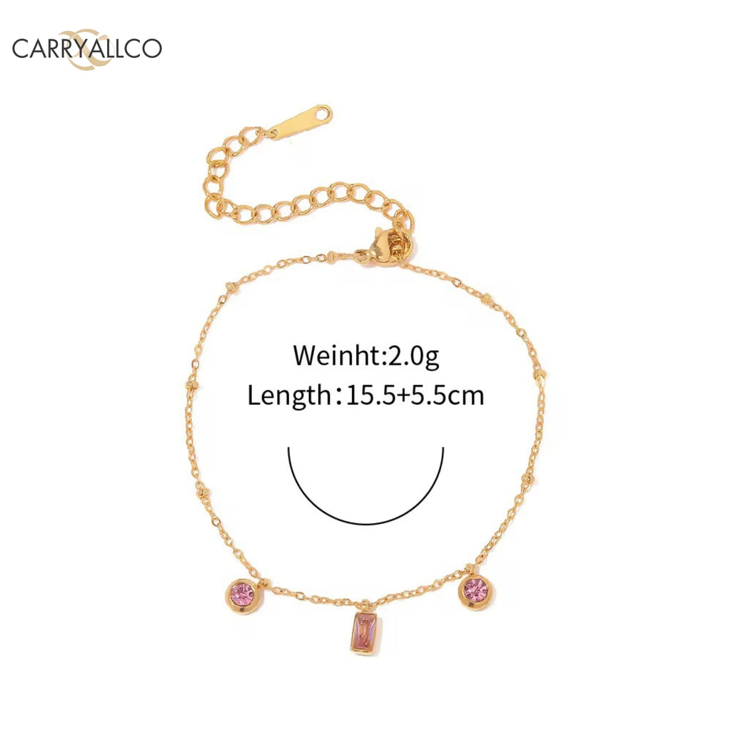 18K Gold Plated Pink Stone Bracelet