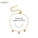 18K Gold Plated Pink Stone Bracelet