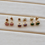 18K Gold Plated Princess Cut Stud Earrings Carryallco