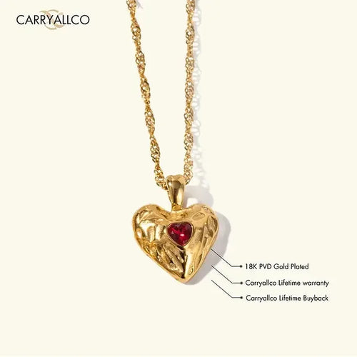 18K Gold Plated Ruby Heart Pendant Chain – Demi-Fine