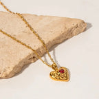 18K Gold Plated Ruby Heart Pendant Chain – Demi-Fine