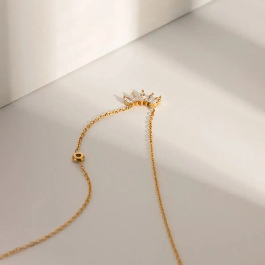 18K Gold Plated Sleek Moissanite Pendant Chain – Demi-Fine