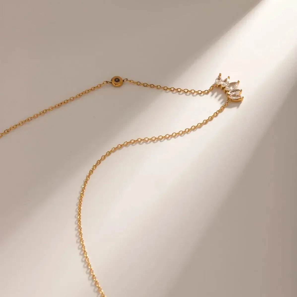 18K Gold Plated Sleek Moissanite Pendant Chain – Demi-Fine