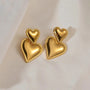 18K Gold Plated Smooth Heart Drop Earrings