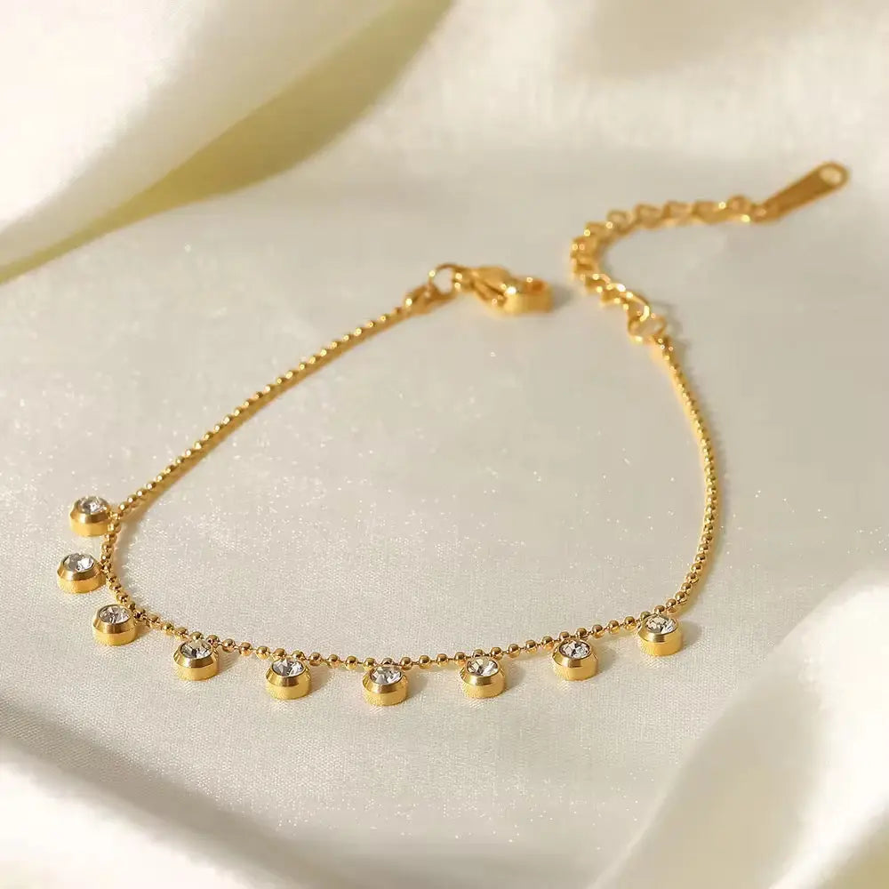 Carryallco 18K Gold Plated Demi-fine Tassel Zircon Bracelet