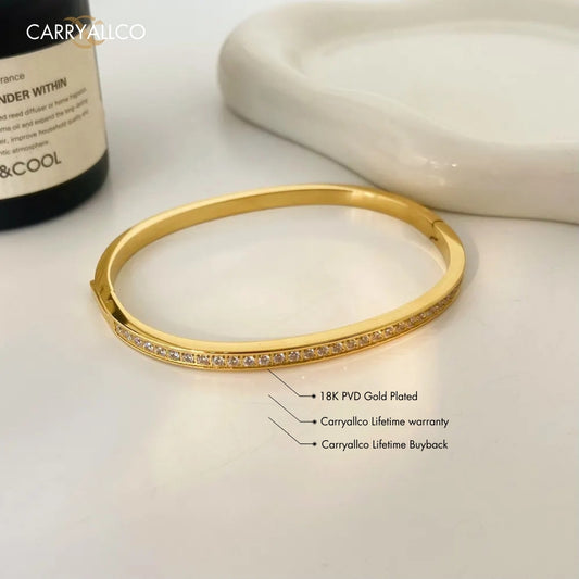 18K Gold-Plated Brilliant Cut Stone Titanium Steel Bracelet