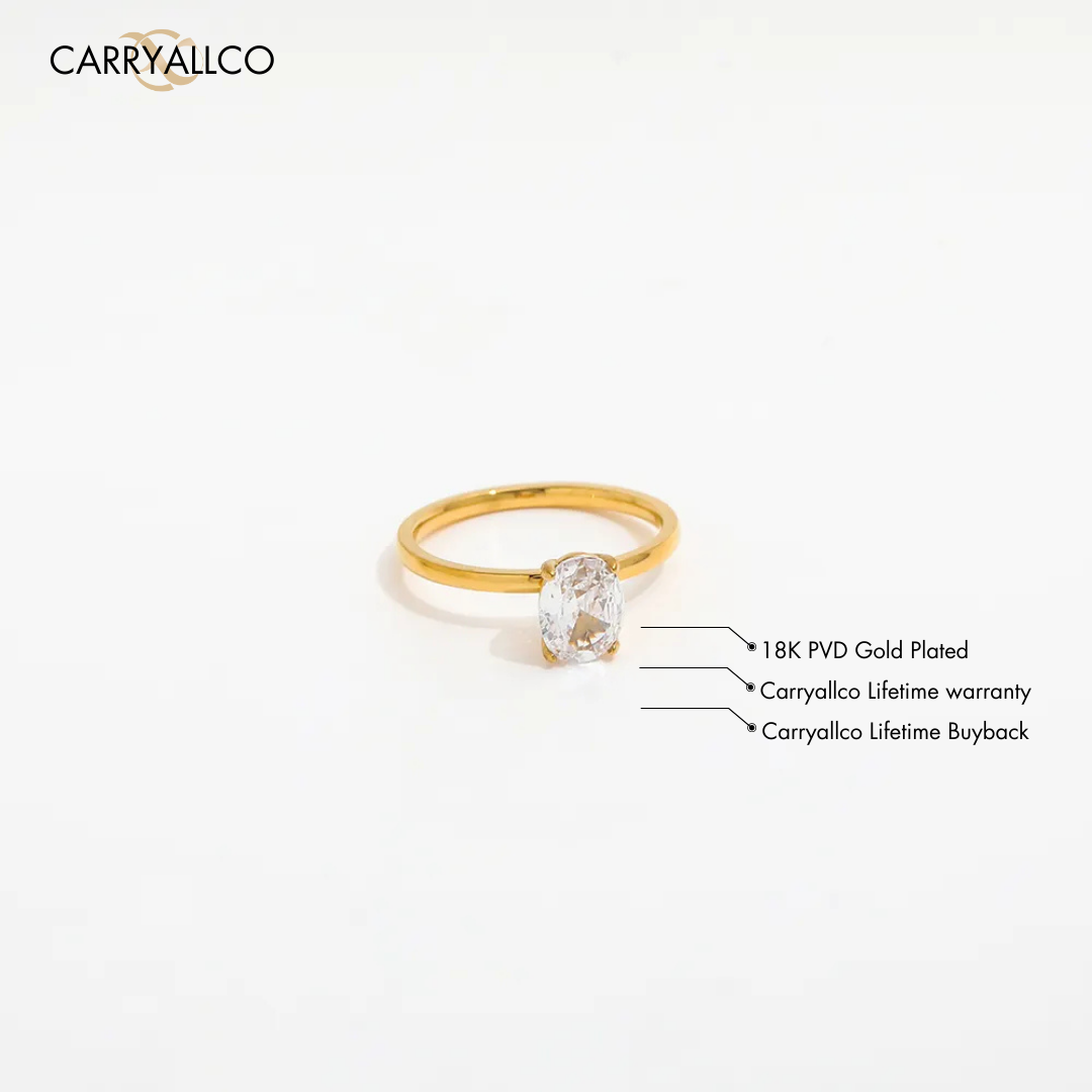 18K Gold-Plated Cobblestone Zirconia Ring