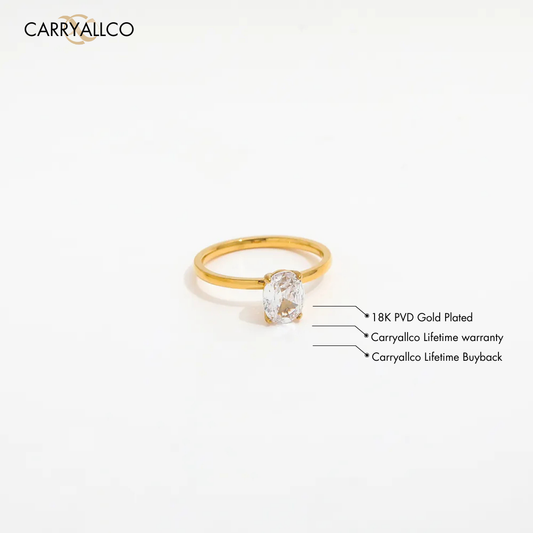 18K Gold-Plated Cobblestone Zirconia Ring