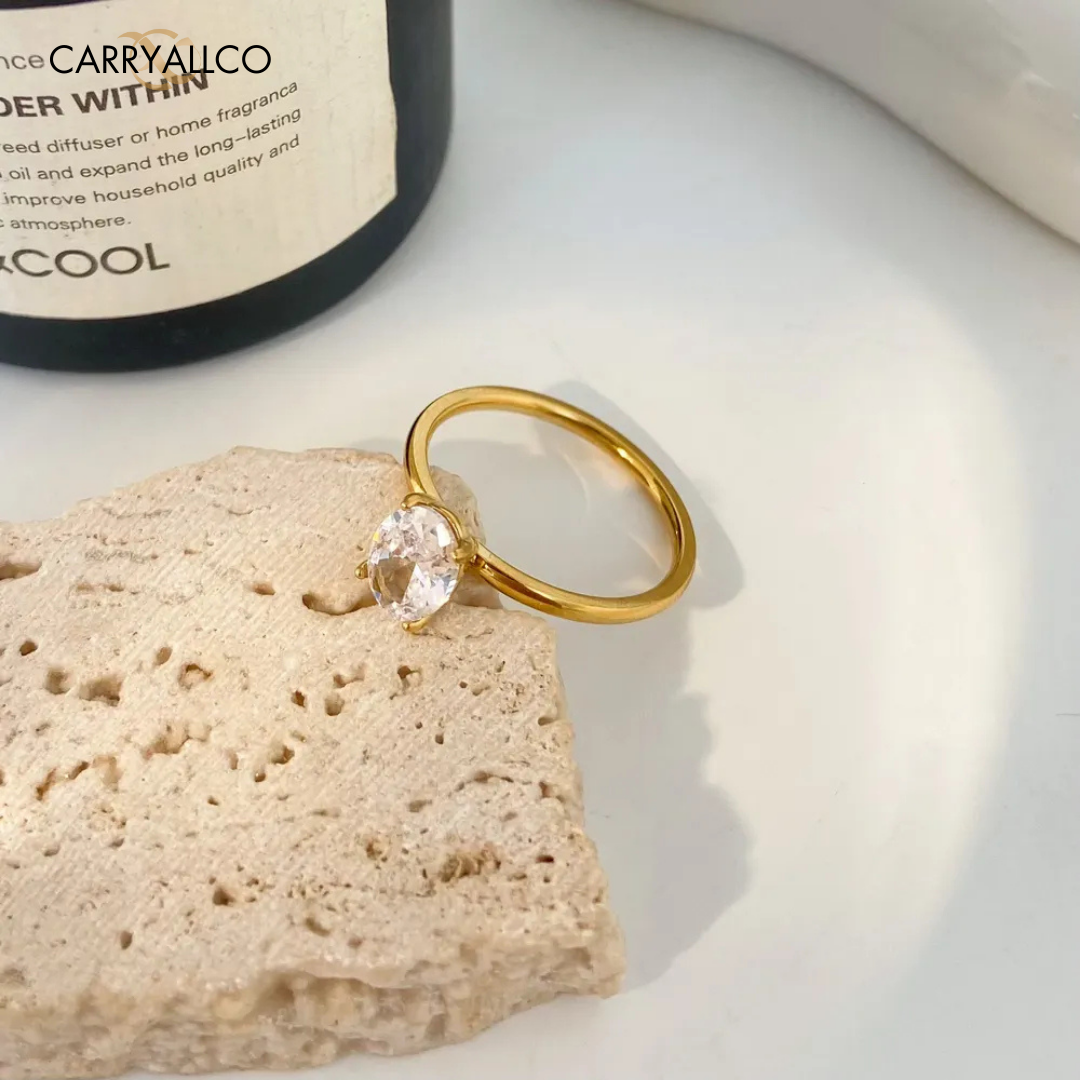 18K Gold-Plated Cobblestone Zirconia Ring