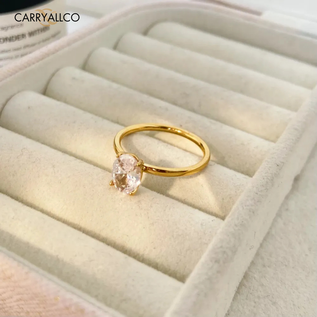 18K Gold-Plated Cobblestone Zirconia Ring