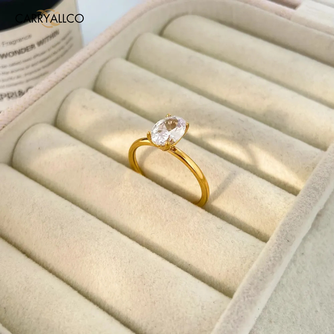 18K Gold-Plated Cobblestone Zirconia Ring