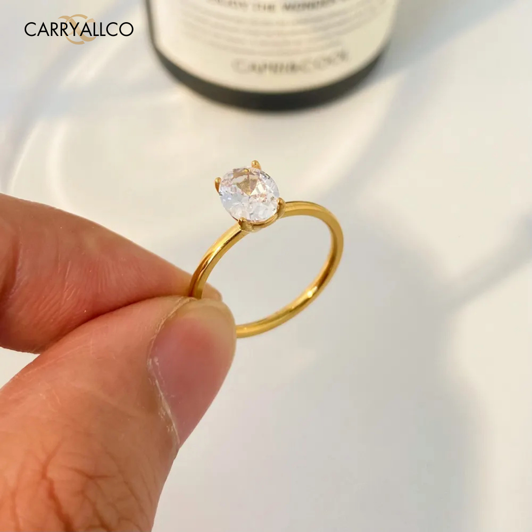 18K Gold-Plated Cobblestone Zirconia Ring