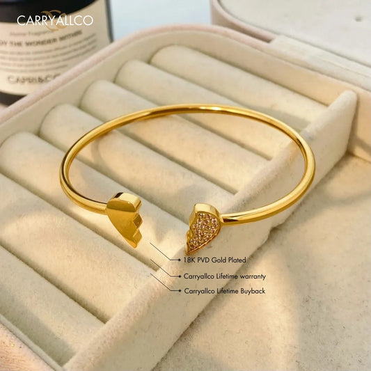 18K Gold-Plated Geometric Zircon Open Cuff Bracelet