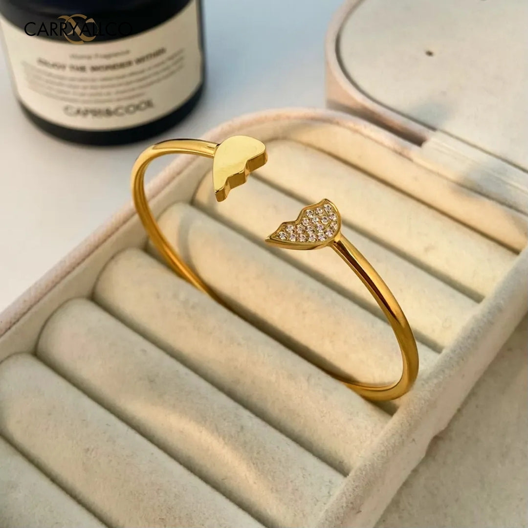 18K Gold-Plated Geometric Zircon Open Cuff Bracelet