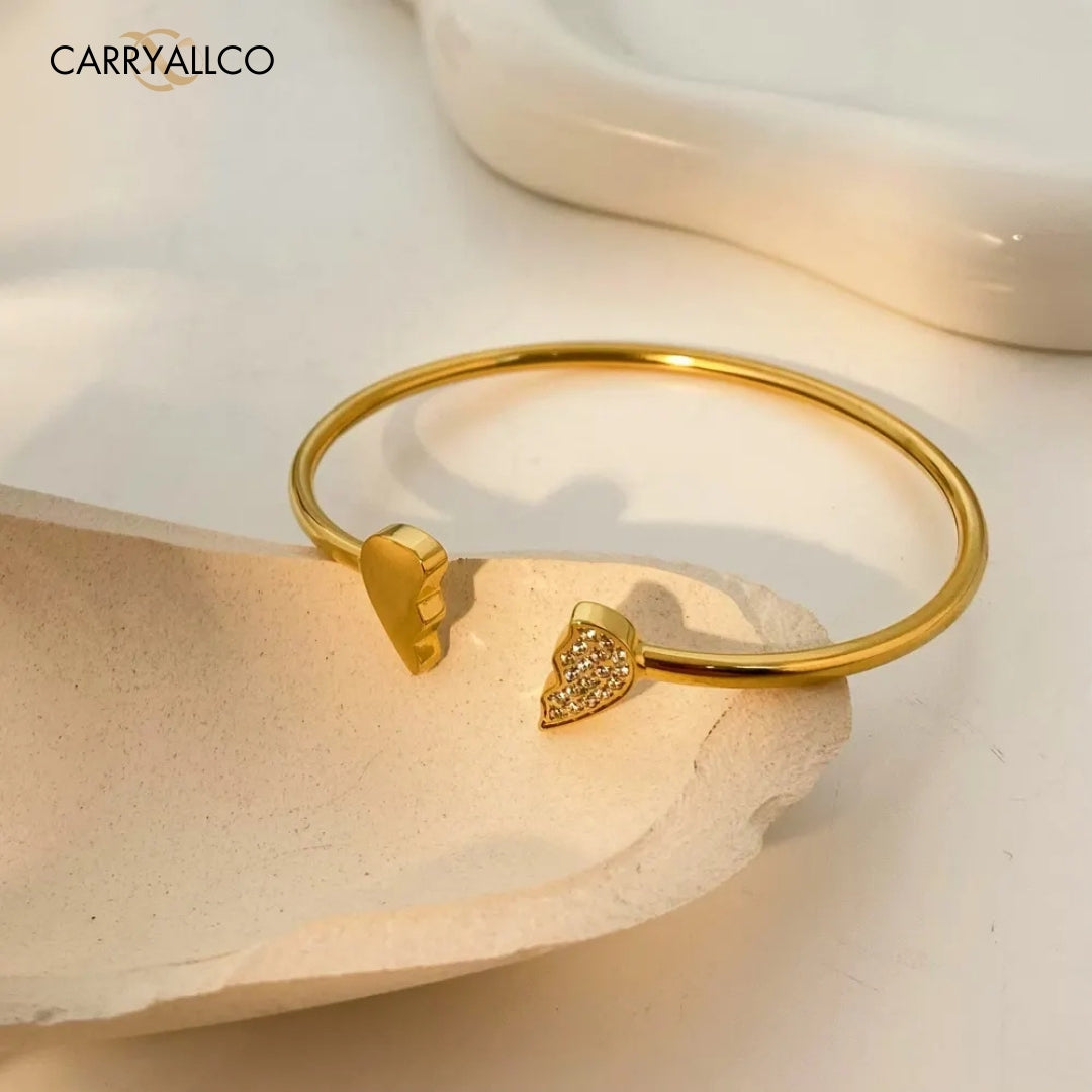 18K Gold-Plated Geometric Zircon Open Cuff Bracelet