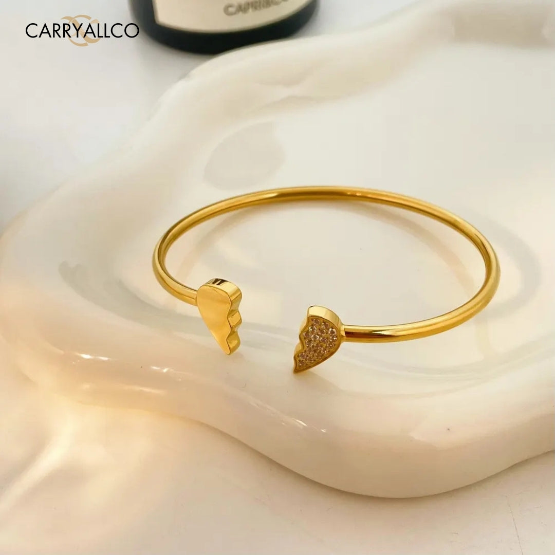 18K Gold-Plated Geometric Zircon Open Cuff Bracelet