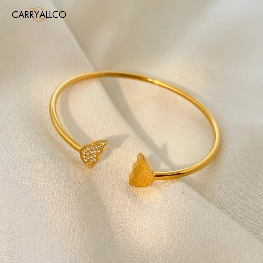 18K Gold-Plated Geometric Zircon Open Cuff Bracelet