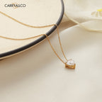Carryallco 18K Gold-Plated White Heart Crystal Necklace & Earring Set Carryallco