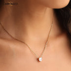 Carryallco 18K Gold-Plated White Heart Crystal Necklace & Earring Set Carryallco