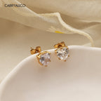 Carryallco 18K Gold-Plated White Heart Crystal Necklace & Earring Set Carryallco
