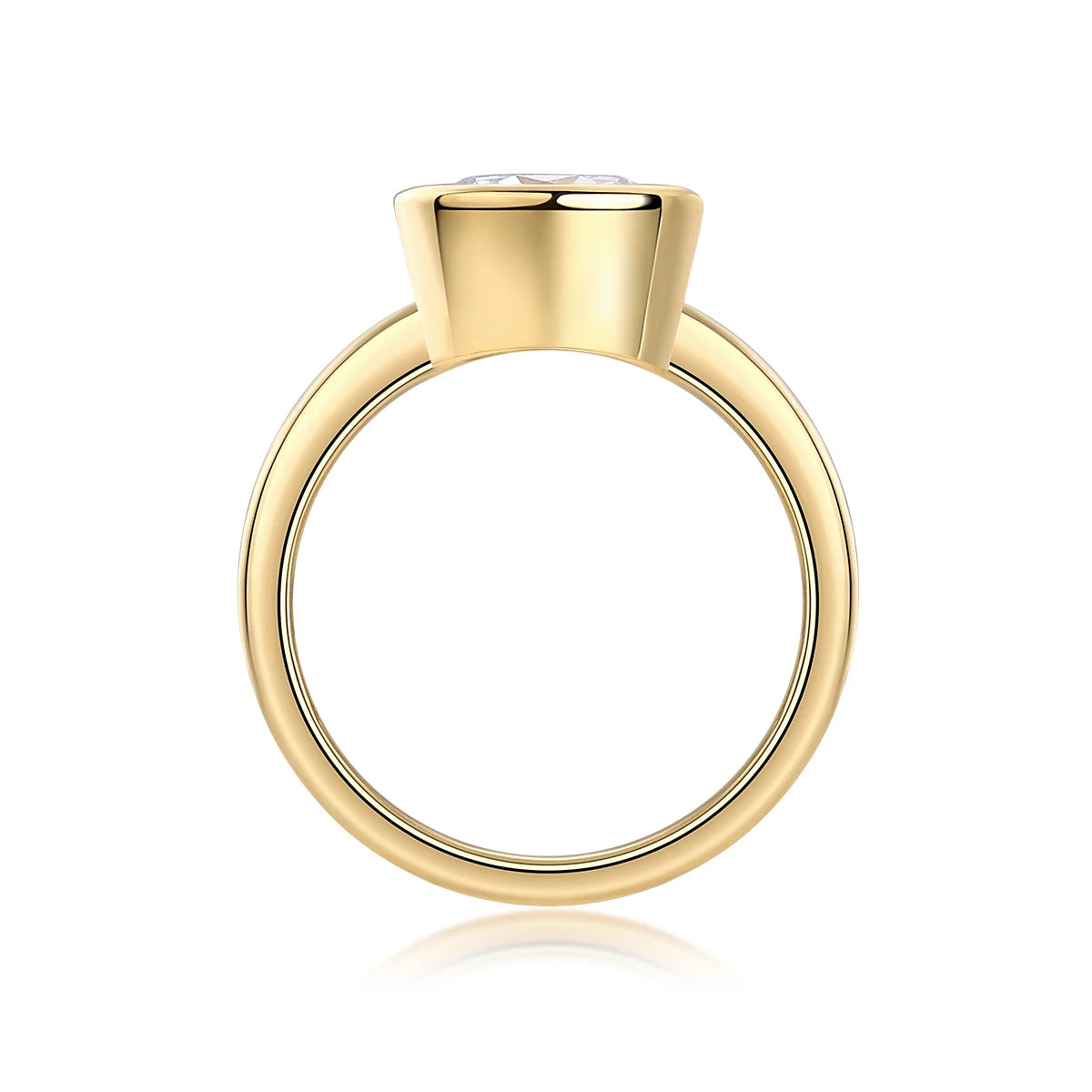 Gold ring with a small gemstone on a white background