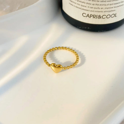 18K Gold Plated Beaded Heart Ring