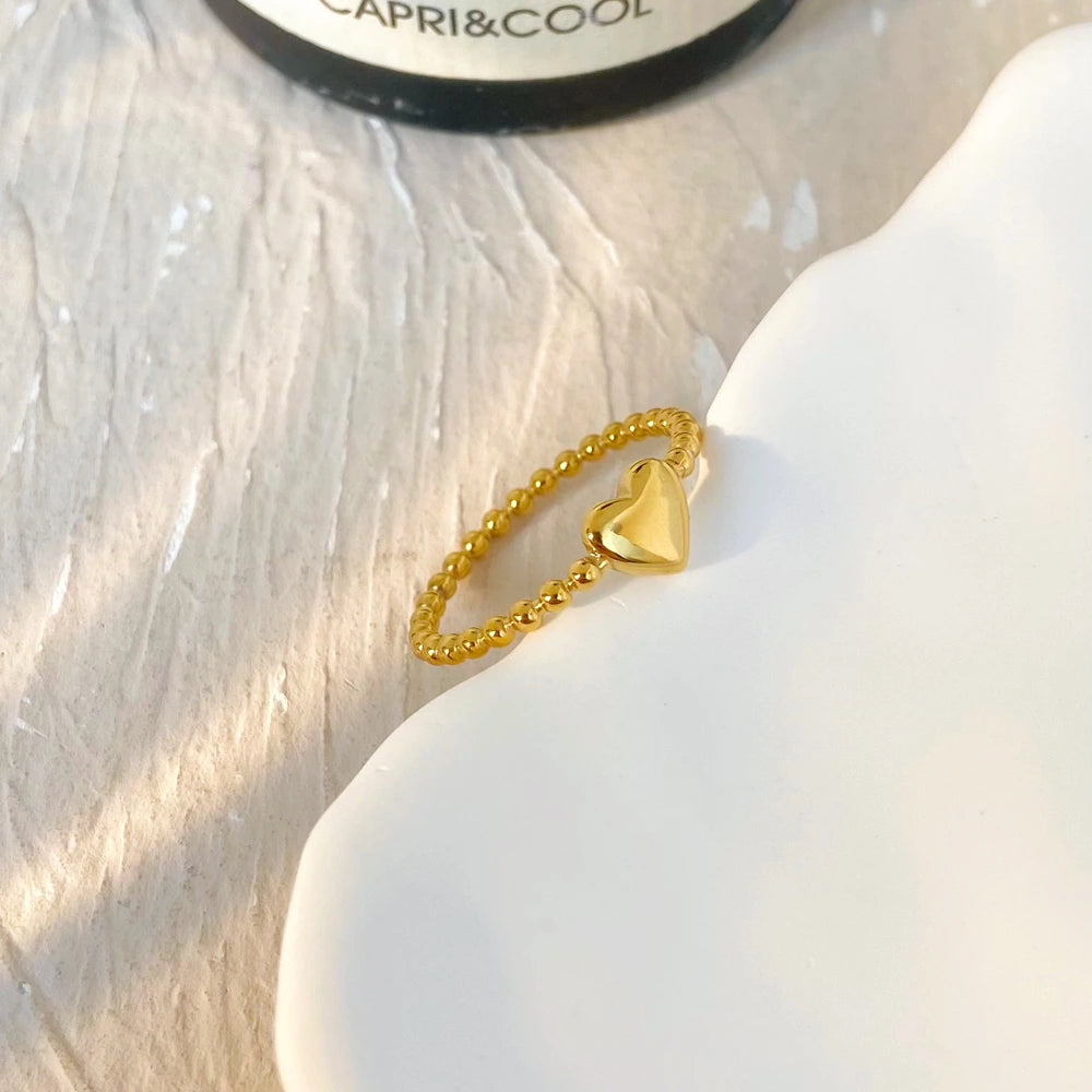18K Gold Plated Beaded Heart Ring