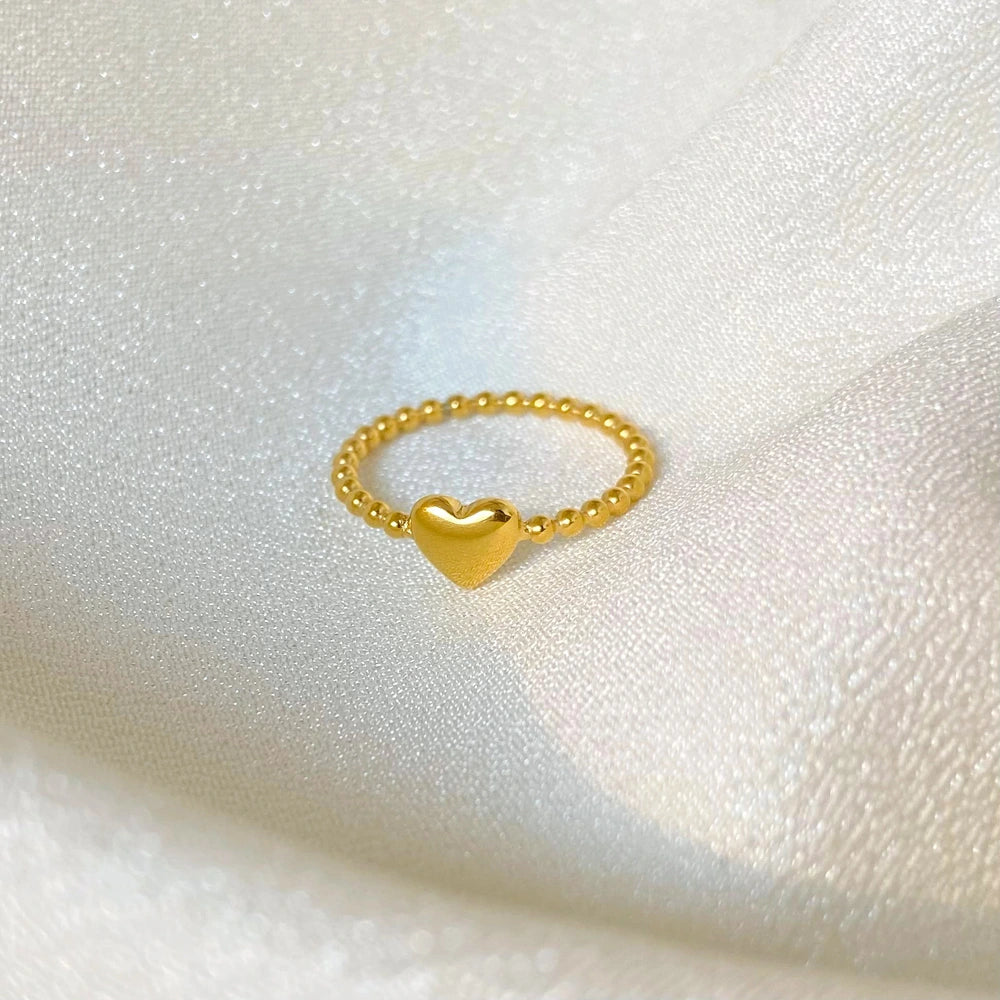 18K Gold Plated Beaded Heart Ring