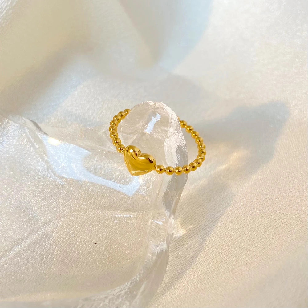 18K Gold Plated Beaded Heart Ring