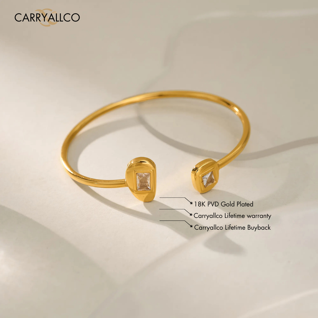 18K Gold Plated Bohemian Zircon Open Dancer Bracelet Carryallco
