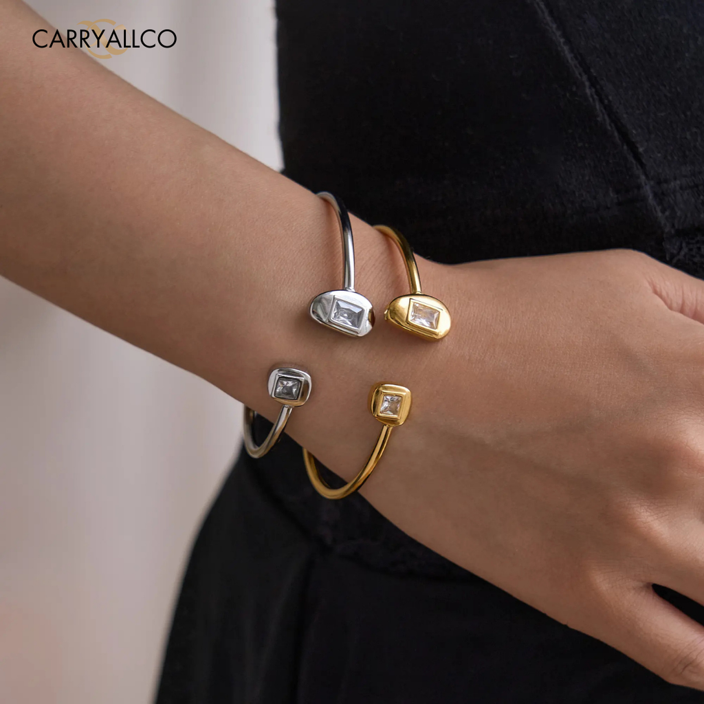 18K Gold Plated Bohemian Zircon Open Dancer Bracelet Carryallco