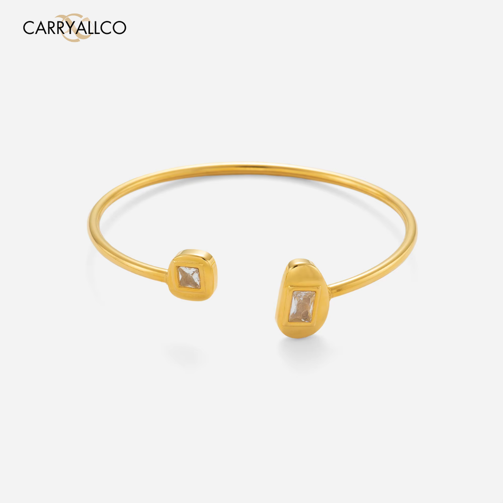 18K Gold Plated Bohemian Zircon Open Dancer Bracelet Carryallco
