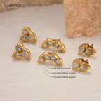 18K Gold Plated Boho Leaf Zircon Stud Earrings Carryallco