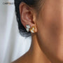 18K Gold Plated Boho Leaf Zircon Stud Earrings Carryallco