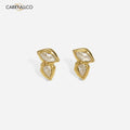 18K Gold Plated Boho Leaf Zircon Stud Earrings Carryallco