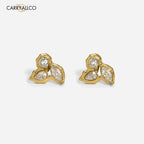 18K Gold Plated Boho Leaf Zircon Stud Earrings Carryallco