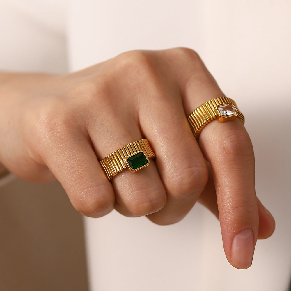 18K Gold Plated CZ Ring – Demi Fine & Anti Tarnish