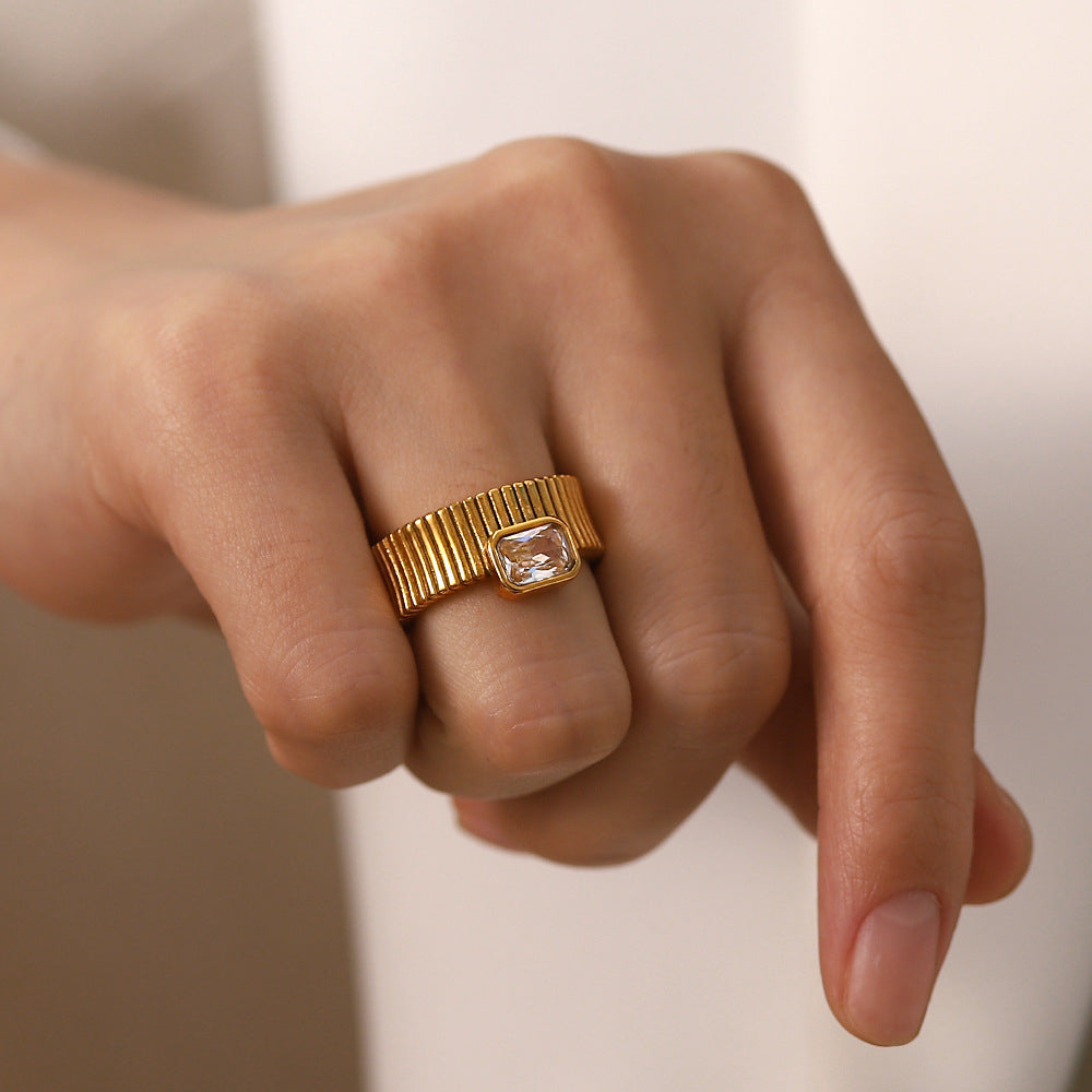 18K Gold Plated CZ Ring – Demi Fine & Anti Tarnish